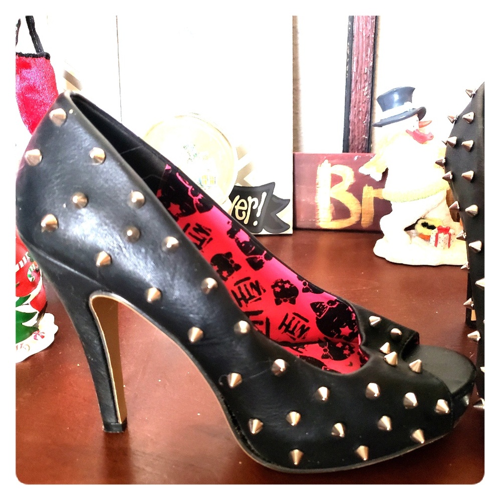 Spiked/Studded peep toe stillettos